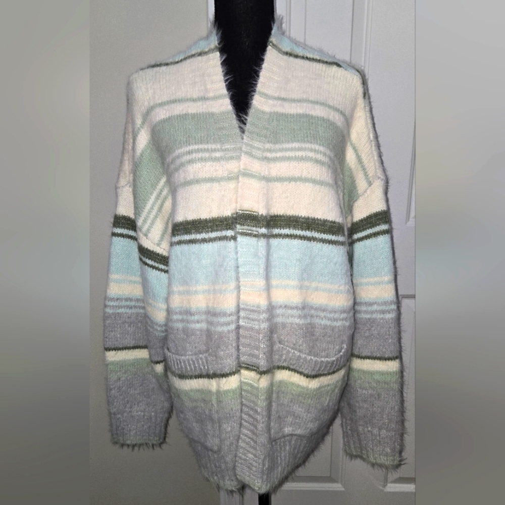 NWOT American Eagle Women's Oversized Multicolor Striped Cardigan Sweater